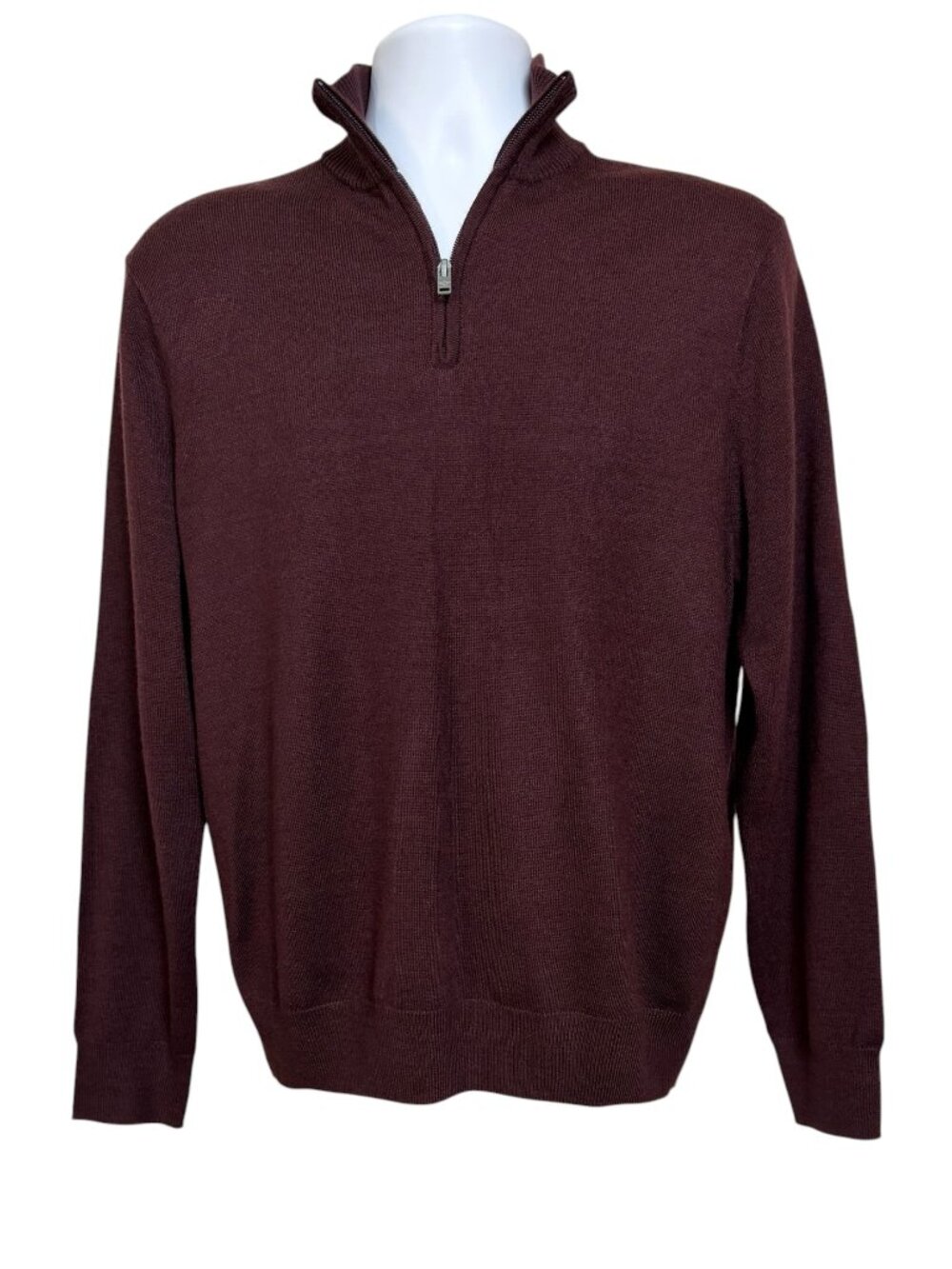 Dockers Medium Burgundy 1/4 Zip Sweater Pullover Casual Classic Knit